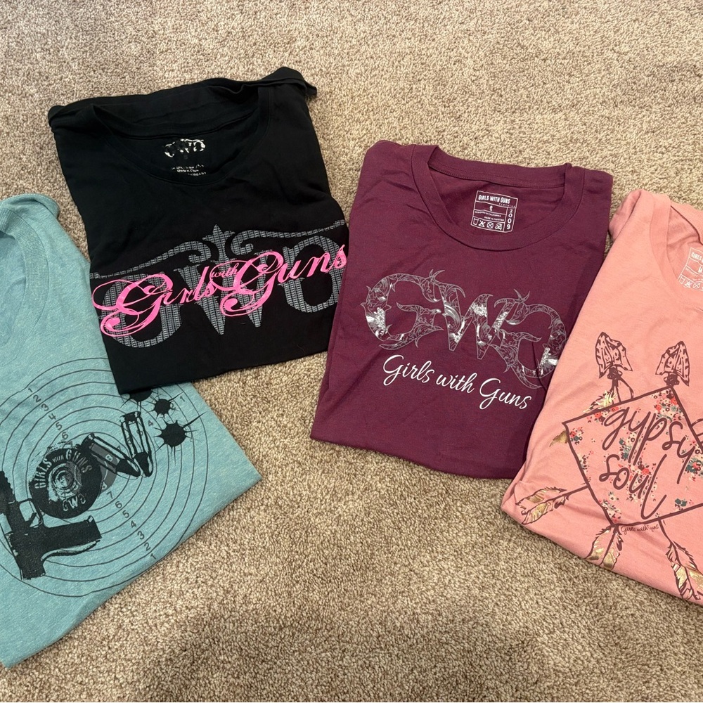 Girls with Guns Short Sleeve Tee lot - Black, Purple, Teal, Pink
